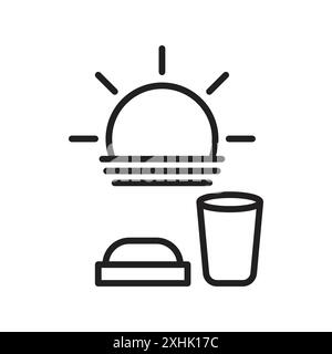 Icona Sahur Time Vector grafico linea nera in bianco e nero con il simbolo della collezione Illustrazione Vettoriale