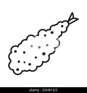 Icona tempura grafica con linea nera in bianco e nero e segno della collezione Illustrazione Vettoriale