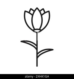 Icona Tulipano Vettoriale grafico linea nera con contorno bianco e nero segno della collezione Illustrazione Vettoriale