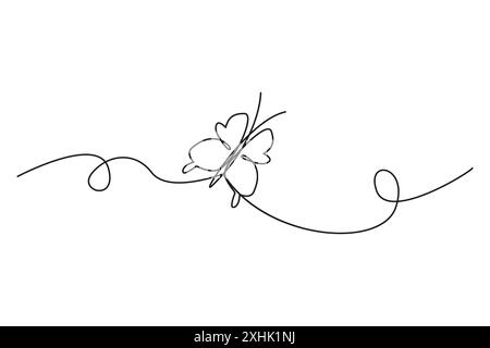 Disegno della linea a farfalla. Art. In linea continua. Schizzo minimalista di insetti. Illustrazione vettoriale. Illustrazione Vettoriale