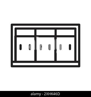 Icona cabinet Black line art Vector in bianco e nero contorno set segno di raccolta Illustrazione Vettoriale