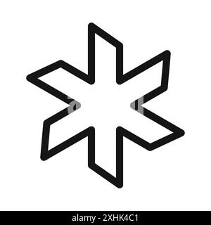 Icona asterisco linea nera grafica vettoriale in bianco e nero contorno set segno di raccolta Illustrazione Vettoriale