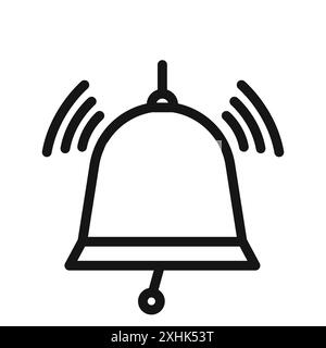 Icona dell'anello del campanello Vettoriale grafico a linee nere in bianco e nero segno di raccolta del set di contorni Illustrazione Vettoriale