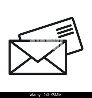 Icona busta grafica linea nera vettoriale in bianco e nero bordo set segno di raccolta Illustrazione Vettoriale