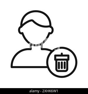 Rimuovere l'icona dell'utente il vettore grafico della linea nera nel segno di raccolta del set di contorni in bianco e nero Illustrazione Vettoriale