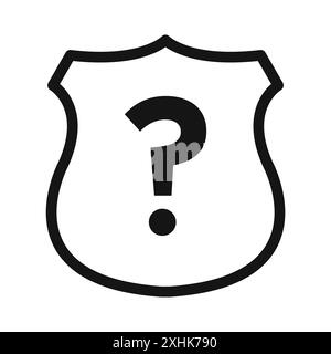 Icona di interrogazione dello scudo vettore grafico della linea nera in bianco e nero segno di raccolta del set di contorni Illustrazione Vettoriale