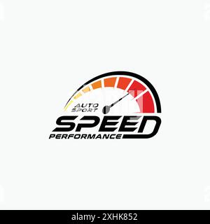 Velocità prestazioni, giri/min, accelerazione, modello logo Illustrazione Vettoriale