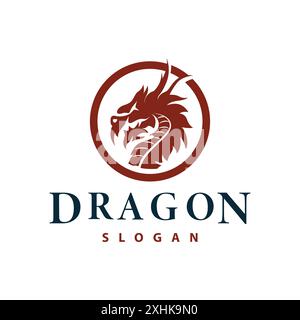 Logo Dragon Design semplice leggenda animale modello di illustrazione silhouette del drago Illustrazione Vettoriale