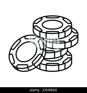 modello di disegno vettoriale dell'icona del chip poker su sfondo bianco Illustrazione Vettoriale