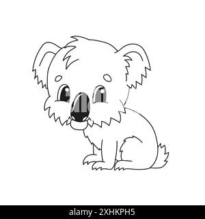 Pagina di libri da colorare per bambini. personaggio dei cartoni animati. Illustrazione vettoriale. Sagoma nera. Isolato su sfondo bianco. Illustrazione Vettoriale