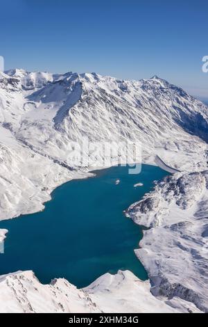 France, SavoieLac du Mont Cenis, (vista aerea) Lac du Mont-Cenis si trova sul passaggio più frequentato del Medioevo tra Europa occidentale e Foto Stock