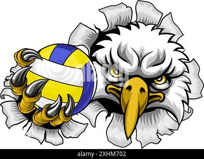 Eagle Hawk Bird Volley Volley Mascotte Illustrazione Vettoriale