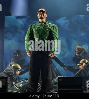 Quebec City, Canada. 13 luglio 2024. J Balvin si esibisce il giorno 10 del Festival d'été de Québec il 12 luglio 2024 a Quebec City, Quebec. Foto: C Flanigan/imageSPACE credito: Imagespace/Alamy Live News Foto Stock