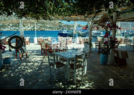 Kalymnos e l'isola di Telendos Foto Stock