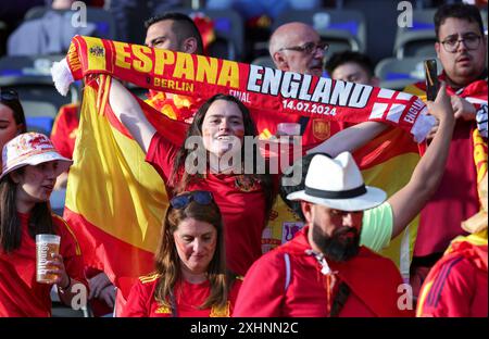 Berlino, Germania. 14 luglio 2024. Firo : 14.07.2024, calcio: UEFA EURO 2024, EM, Campionato europeo 2024, finale, 1/4 finale, M51, Match 51, ESP, Spagna - Ing, Inghilterra tifosi della Spagna credito: dpa/Alamy Live News Foto Stock