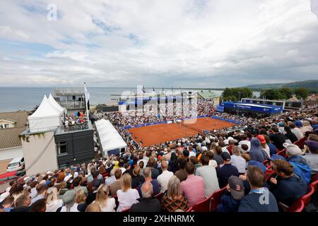 Båstad, SVEZIA 20240715An panoramica della partita di doppio del Nordea Open ATP tra Rafael Nadal di Spagna e Casper Ruud di Norvegia contro Guido Andreozzi di Argentina e Miguel Reyes-Varela di Messico a Bastad, Svezia, il 15 luglio 2024 foto: Adam Ihse/TT/Code 9200 credito: TT News Agency/Alamy Live News Foto Stock