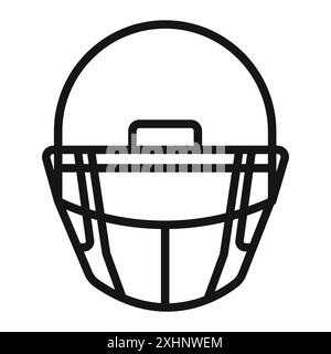 Icona casco da football americano Black line art Vector in bianco e nero Illustrazione Vettoriale