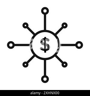 Icona schema finanziario Black line art Vector in bianco e nero contorno set segno di collezione Illustrazione Vettoriale