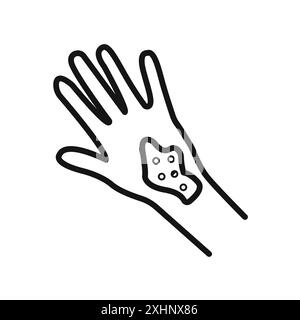 Icona della dermatite da contatto vettore grafico della linea nera in bianco e nero segno di raccolta del set di contorni Illustrazione Vettoriale