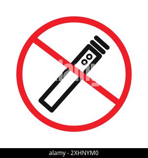 No Electronic Vaping Icon Black line art Vector in bianco e nero contorno set segno di raccolta Illustrazione Vettoriale