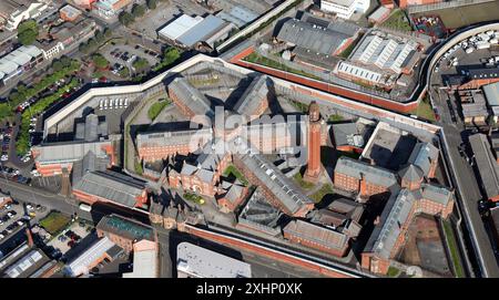 Vista aerea della prigione di HMP Manchester, precedentemente nota come Strangeways, Manchester Foto Stock