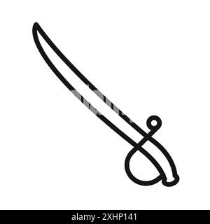 Icona della sciabola Vettoriale della collezione Black line in bianco e nero Illustrazione Vettoriale