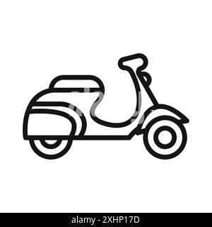 Icona dello scooter Black line art vettoriale in bianco e nero con il simbolo della collezione Illustrazione Vettoriale