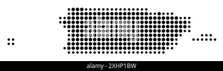 Mappa astratta di Porto Rico che mostra l'area del paese con uno schema di cerchi neri Illustrazione Vettoriale