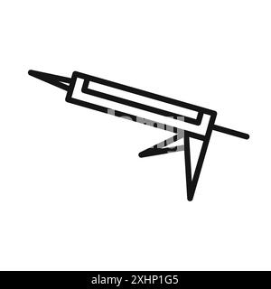 Icona della pistola sigillante Black line art Vector in bianco e nero con il simbolo di raccolta del set di contorni Illustrazione Vettoriale