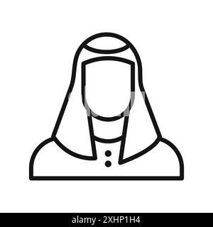 Uomo che indossa un'icona di keffiyeh Black line art Vector in bianco e nero Illustrazione Vettoriale