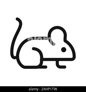 Icona animale del mouse grafica con linea nera in bianco e nero e segno di raccolta del set di contorni Illustrazione Vettoriale