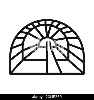 Icona dell'industria mineraria del tunnel Black line art Vector in bianco e nero con il simbolo della collezione Illustrazione Vettoriale