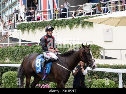 Ascot, Berkshire, Regno Unito. 13 luglio 2024. Horse Dream Composer guidato dal fantino Tom Marquand vince un posto nella A1R Services Heritage handicap Stakes presso l'ippodromo di Ascot nel Berkshire all'Summer Mile Family Raceday. Proprietario Peter Clarke Racing Partners. Allenatore James Evans, Kinnersley, allevatore Khalifa Dasmal, Sponsor The Little Jet Company Ltd Crediti: Maureen McLean/Alamy Foto Stock