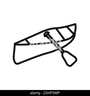 Icona canoa Black line art vettoriale in bianco e nero contorno set segno di collezione Illustrazione Vettoriale