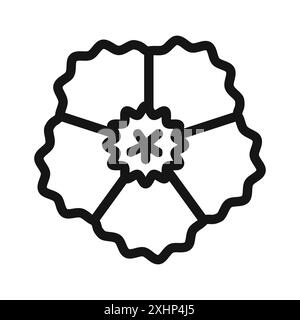 Icona di dianthus Vettoriale grafico linea nera con contorno bianco e nero segno di collezione Illustrazione Vettoriale