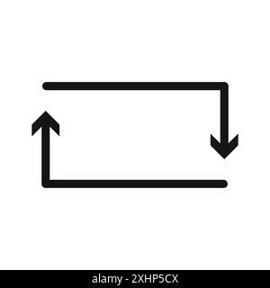 Ripeti ricaricamento icona freccia linea nera vettore grafico in bianco e nero contorno set segno di raccolta Illustrazione Vettoriale