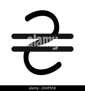 Icona Ucraina hryvnia Black line art vettoriale in bianco e nero contorno set segno collezione Illustrazione Vettoriale