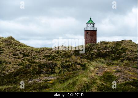 Una vista del faro Rotes Kliff sull'isola di Sylt, Germania Foto Stock