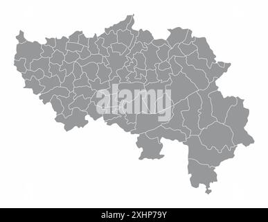 La mappa amministrativa della provincia di Liegi isolata su sfondo bianco, Belgio Illustrazione Vettoriale