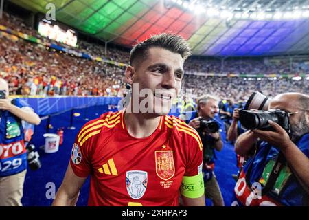 Berlino, Germania. 14 luglio 2024. Alvaro Morata di Spagna si è visto dopo la finale di UEFA Euro 2024 tra Spagna e Inghilterra all'Olympiastadion di Berlino. Credito: Gonzales Photo/Alamy Live News Foto Stock