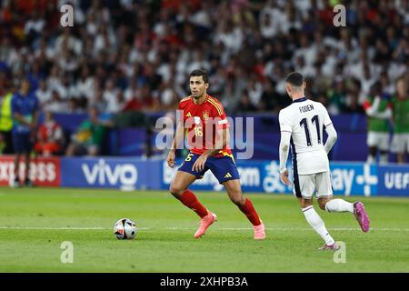 Berlino, Germania. 14 luglio 2024. Rodri (ESP) calcio: "UEFA European Championship Germany 2024" finale tra Spagna 2-1 Inghilterra all'Olympiastadion di Berlino, Germania. Crediti: Mutsu Kawamori/AFLO/Alamy Live News Foto Stock