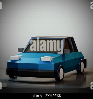 auto in polietilene bassa isolata su un'illustrazione 3d bianca Foto Stock
