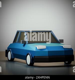 auto in polietilene bassa isolata su un'illustrazione 3d bianca Foto Stock