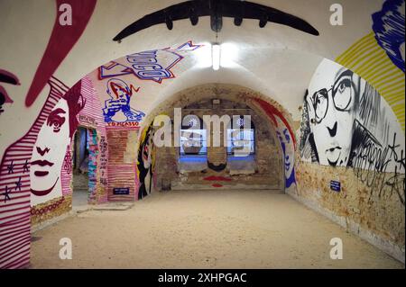 Francia, Alto Reno, Neuf Brisach, Museo di Arte Urbana e di Arte di strada (MAUSA) ospitato in un ex casemato della cittadella di Vauban, dichiarata Patrimonio dell'Umanità Foto Stock