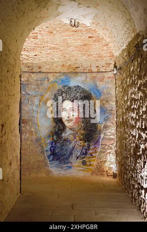 Francia, Alto Reno, Neuf Brisach, Museo di Arte Urbana e di Arte di strada (MAUSA) ospitato in un ex casemato della cittadella di Vauban, dichiarata Patrimonio dell'Umanità Foto Stock