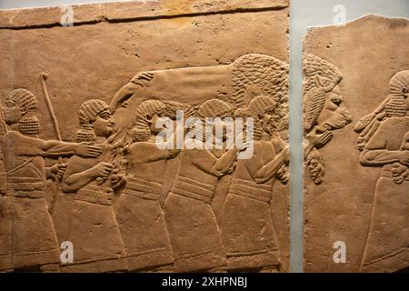 I leoni morti vengono portati via. Lion Hunt di Ashurbanipal. British Museum, Londra, Inghilterra. Foto Stock