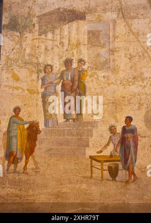 Pelia, re di Iolcos, riconosce il giovane Jason con il suo sandalo scomparso. Affresco della casa di Giasone, Pompei. Museo Archeologico di Napoli, Italia. Foto Stock