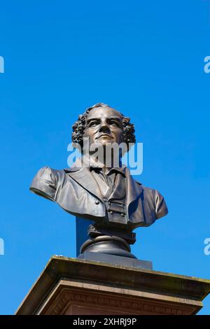 Monumento in onore di Conradin Kreutzer, musicista, direttore d'orchestra e compositore, busto di Hans Baur, scultore, scultura, ritratto, ritratto, testa, faccia Foto Stock