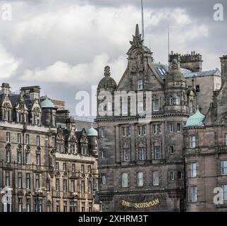 Facciata Hotel The Scotsman 4 stelle, Old Town, Edimburgo, Scozia, Regno Unito, gran Bretagna Foto Stock