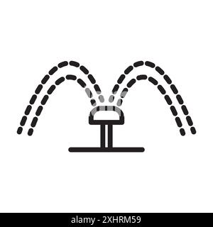 Icona irrigatori automatici con linea nera, vettore grafico con contorno bianco e nero, insegna di raccolta Illustrazione Vettoriale